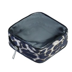 AGBIADD Fabric Leopard Print Clear Makeup Bag Travel Cosmetic Case White