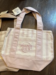 Trader Joe’s Mini Pastel Stripe Canvas Tote Bag Limited Edition Set of 2 New