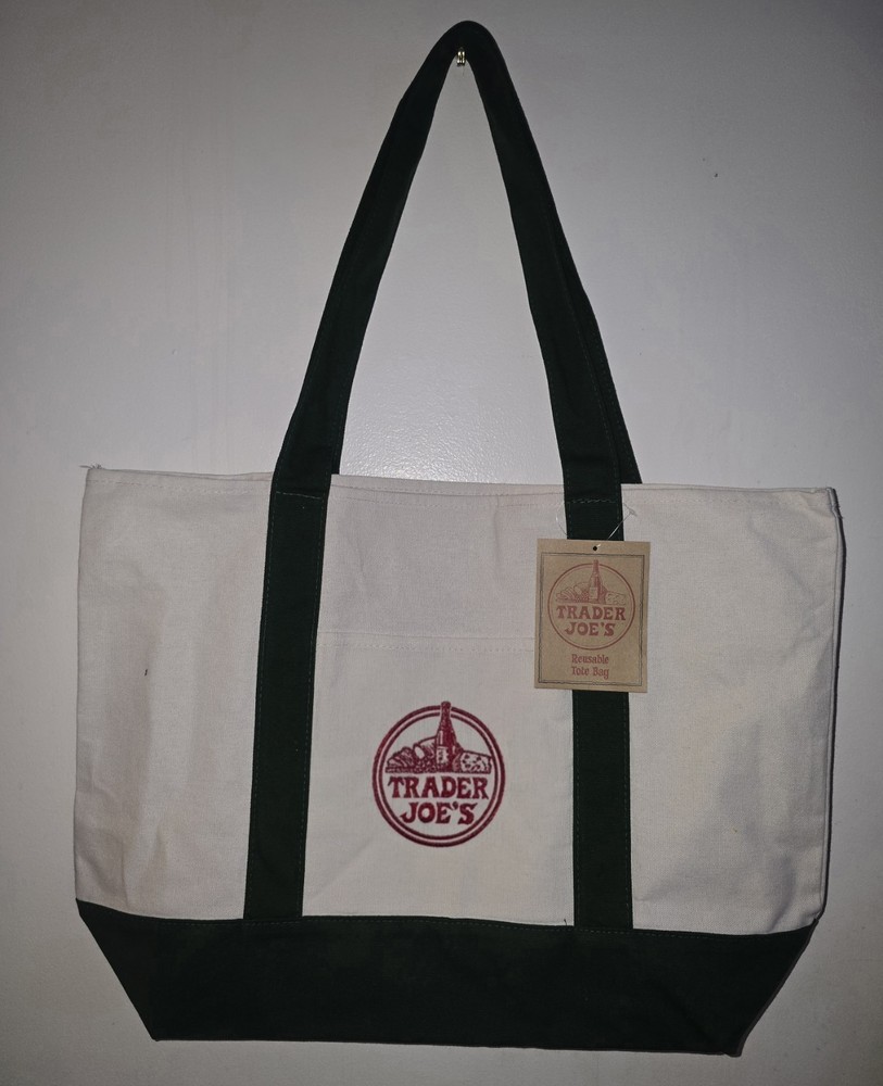 Trader Joe’s – Canvas Tote Shopping Bag – LARGE DARK GREEN – Brand New 1pc