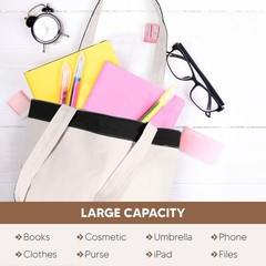 Canvas Tote Bag with Handles for Woman, Reusable Cloth Bag for Groceries and …