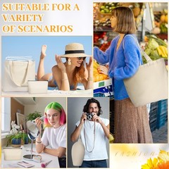 Silkfly 20 Pcs Tote Bag with Zipper, Cotton Canvas Makeup Bag Kitchen Reusabl…