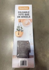 CleverMade Foldable Tote Bag on Wheels – 14”L x 18”W x 24”H – Black – Soft Grip