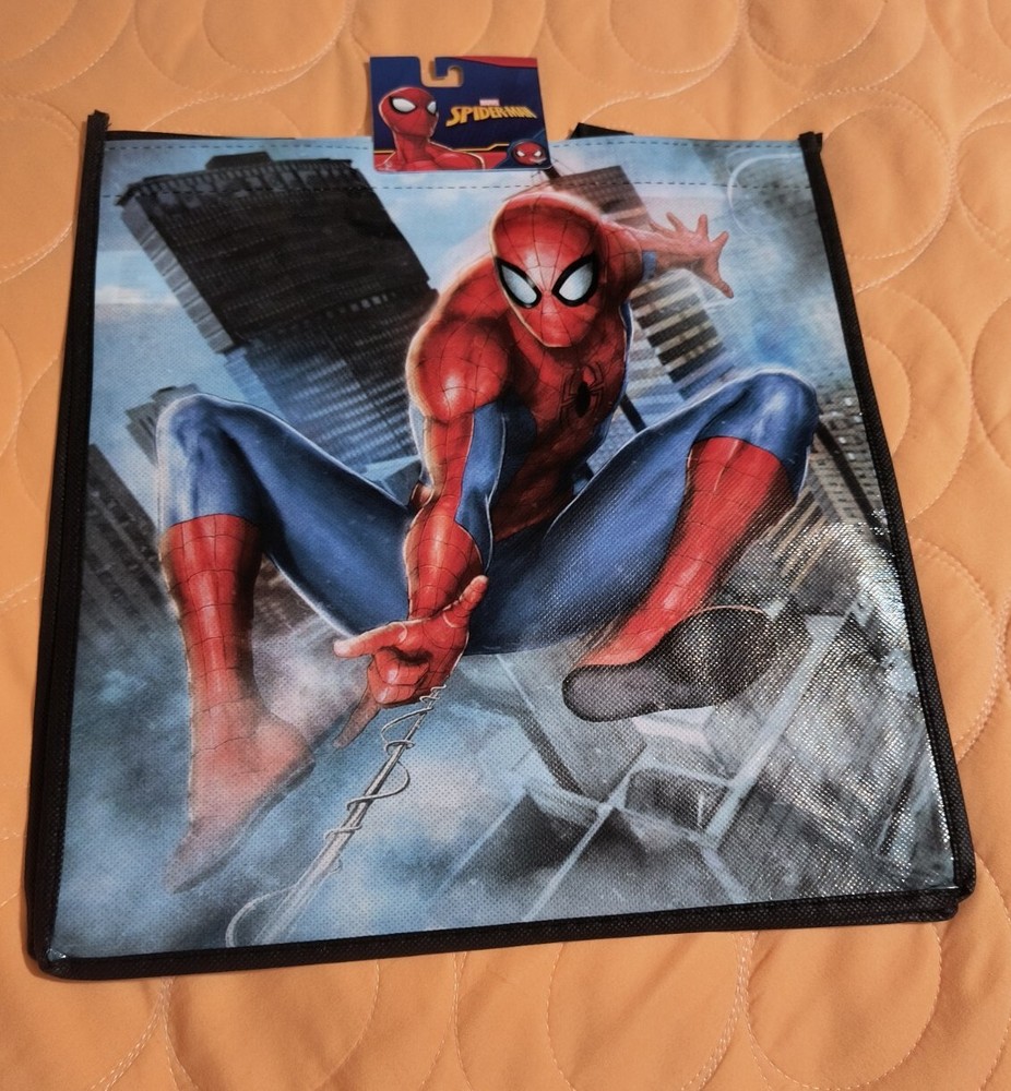 Marvel Comics Spiderman 🕷Eco Red/Black Shopping/Gift Tote Bag with Handles NWT!
