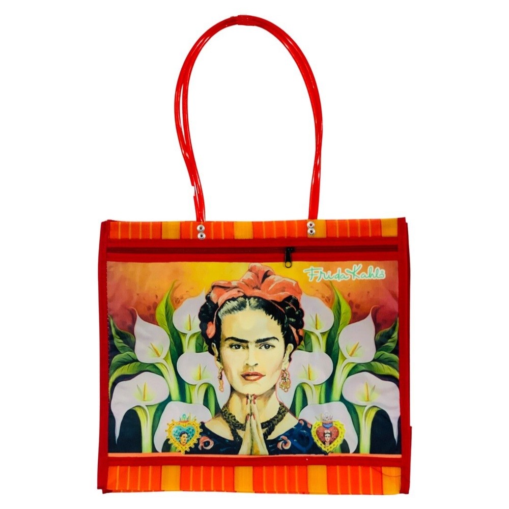 Mexican Mercado Shoulder Mesh Bag | Reusable Shopping Bag | Frida Kahlo Image |