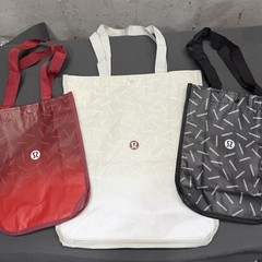 Lululemon Reusable Shopping Bags Lot Of 3 – 1 Large & 2 Small – Red Cream Black