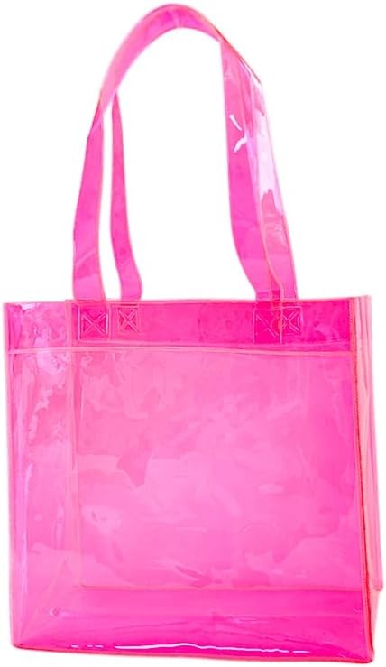 1pcs Waterproof Large Transparent Pvc Shopping Clear Tote Bag W/ Handles Beach