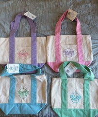 Spring 2026 Trader Joe’s Mini Pastel Canvas Tote Bag Set of 4 “READY TO SHIP”