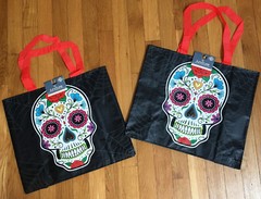 Set of 2: Day of the Dead🌺SUGAR SKULL💀🌸Tote Bags Reusable Shopping Totes~NWT