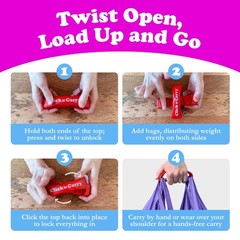 Grocery Bag Carrier Handle – Carry More in Fewer Trips, 100lb Capacity, Hands…