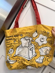Trader Joe’s Waffle/Toast/Milk Yellow Canvas Reusable Tote Bag