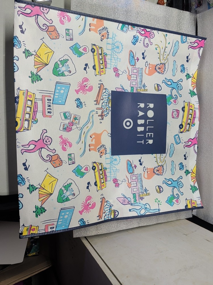 Roller Rabbit Foldable Reusable Shopping Bag Multicolor All-Over Tote