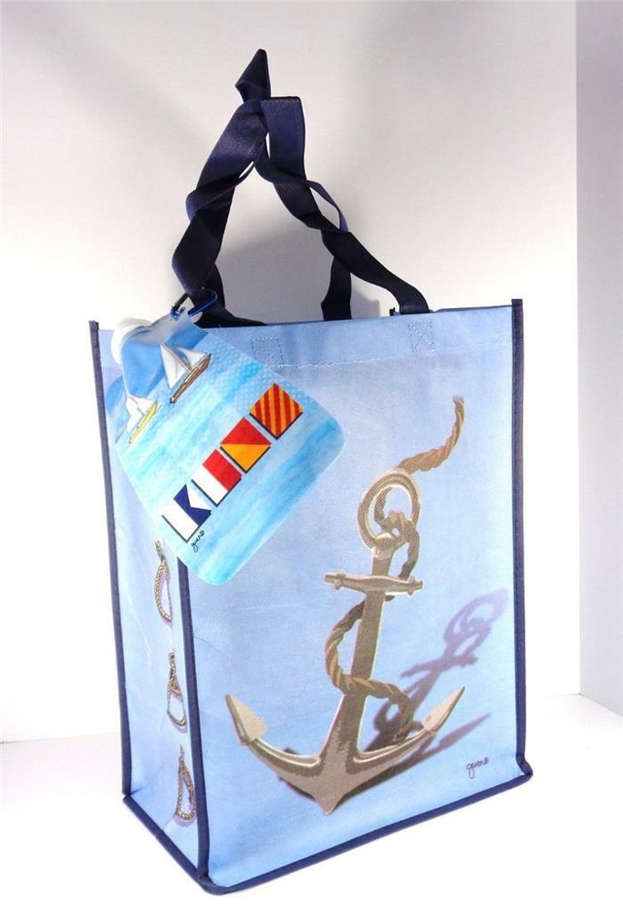 BOAT ANCHOR NAUTICAL BOATING SEA LIFE RECYCLED MATERIAL BEACH BAG & WATER BOTTLE