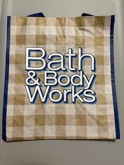 New Set 2 ~Med Bath & Body Works Gingham Blue&Brown Reusable Shopping Gift Bag