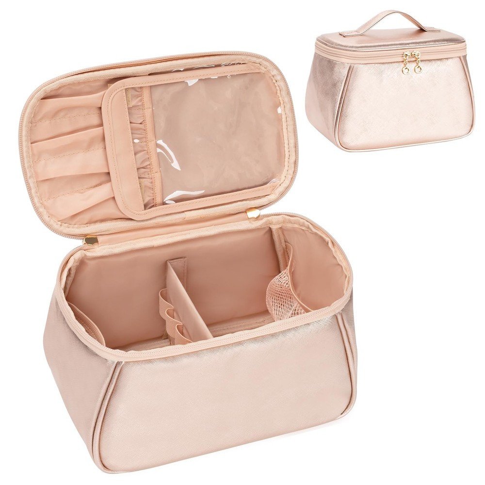 OCHEAL Large Makeup Bag, Bag Organizer Small (Pack of 1), U_Rose Gold