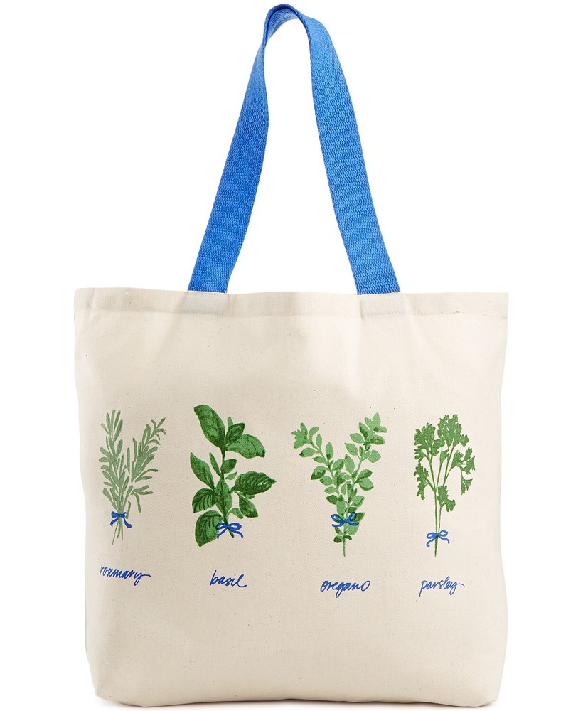 Martha Stewart Reusable Shopping Grocery Tote Bag Cotton Canvas “Fresh Herbs”