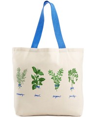 Martha Stewart Reusable Shopping Grocery Tote Bag Cotton Canvas “Fresh Herbs”