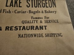Russ & Daughters Brown Paper Tote Shopping Graphic Print Bag New York Bagel RARE
