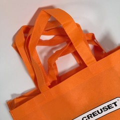 Le Creuset Orange Reusable Shopping Tote Set of 3 Medium 12×15.5×6 Gift Bag