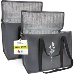 2Pack Insulated Grocery Bags – Reusable Foldable Cooler with Handles, 16″x9″x13″