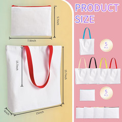 10 Pcs Sublimation Tote Bags Bulk, 5 Sublimation Blanks Canvas Tote Bags & 5 Cos