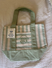Trader Joe’s Striped Mini Canvas Tote Bag Green/Beige 13x11x6