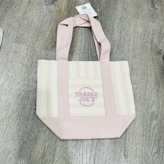 TRADER JOE’S MINI PASTEL STRIPE CANVAS TOTE BAGS SET Of 4 PINK BLUE GREEN BEIGE