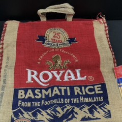 Royal Basmati Rice Lot of 3 EMPTY Reusable Zippered Burlap Sack/Tote Bags