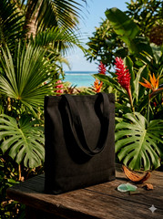 LAST ONE NEW BLACK CANVAS TOTE BAG 11.5 by 9.5