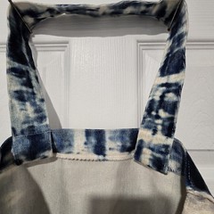 Handmade Abstract Pattern Fabric Reusable Tote Bag Medium Blue Beige Two-Piece