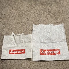Supreme White/Red Logo Reusable Shopping Bags (2) 25 x 14 x 6 in