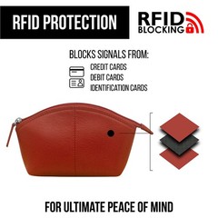 ili New York Genuine Leather Cosmetic Pouch – RFID One Size (Pack of 1), Red