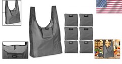 Versatile & Stylish Grey Reusable Grocery Bags – Set of 6 Foldable Eco Bags