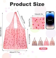 4 PCS Reusable Bags Foldable,Foldable Reusable Bag,Reusables Foldables Grocery