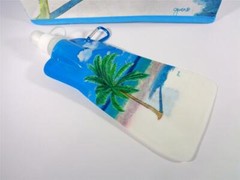 NAUTICAL PALM TREES IN PARADISE RECYCLED MATERIAL BEACH BAG & WATER BOTTLE
