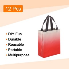 12Pcs Reusable Gift Bags with Handles 7.9 x 9.8 Inch Gradient Red White
