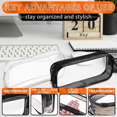 Small Makeup Bag 7.78″L x 1.37″W x 3.15″H, Clear Bags (2 Pcs)