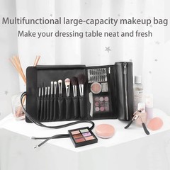 REQO Makeup Brush Organizer with Lid,Makeup Holder Case Dustproof black
