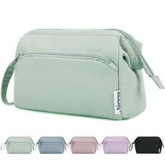 Narwey Wide-open Makeup Bag Women Girls, Travel Toiletry for Mint Green