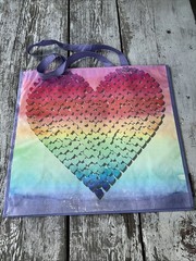 TJX Shopping Bag~HEART ❤️Earth World 🌎REUSABLE Tote Bag~PASTEL HEARTS ❣️