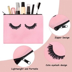 Frienda 18 Pieces Eyelash Cosmetic Bags Canvas Lash Medium (18 Count), Pink