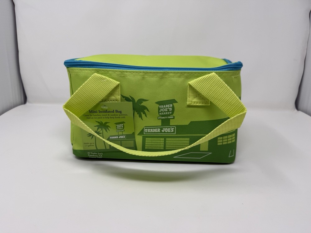 Trader Joe’s Mini Insulated Bag Neon Green with Blue Zipper, Summer 2026 Release