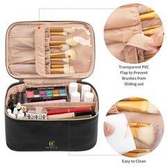 OCHEAL Makeup Bag, Portable Cosmetic Large Capacity Travel 001_Black