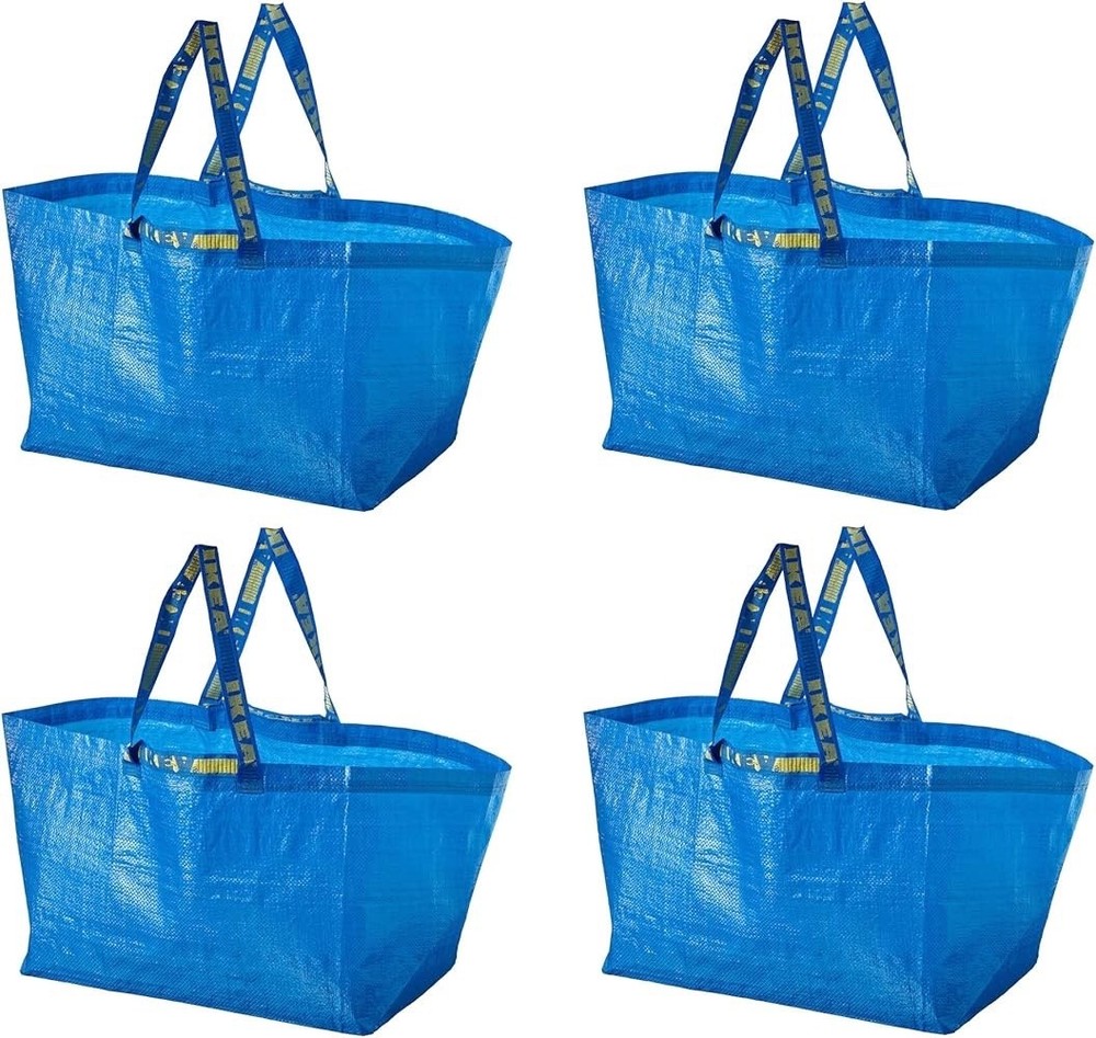 Pack of 4 IKEA Shopping Bag Blue Large Sturdy Laundry, Grocery – 172.283.40