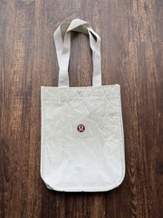 White and Gray Lululemon Small Reusable Tote Bag
