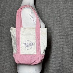 Trader Joes Mini Canvas Tote Bag Pastel Pink Limited Edition Spring 2025