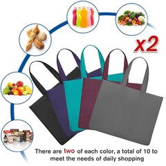 WISELIFE Reusable Grocery Shopping Bags 10 Pack Large Foldable Tote Bags Bulk…