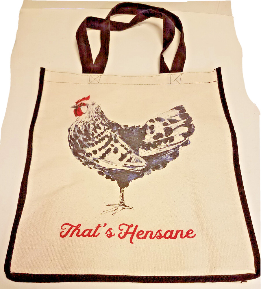 That’s Hensane Tote Bag is about 17 inches tall and 27 inches to top of handles