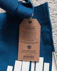 Barnes & Noble Premium Organic Cotton Tote Bag Blue Handmade in India 14″x13.5″