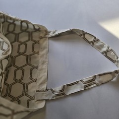 Geometric Pattern Foldable Canvas Tote Shopping Bag Medium Beige Brown Modern
