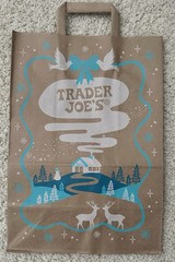 3pc Lot 2025 Trader Joes Brown Paper Bags Christmas Snowy Market Holiday Crafts